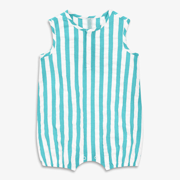 Baby Henley Tank Shortie In Seersucker Stripe.