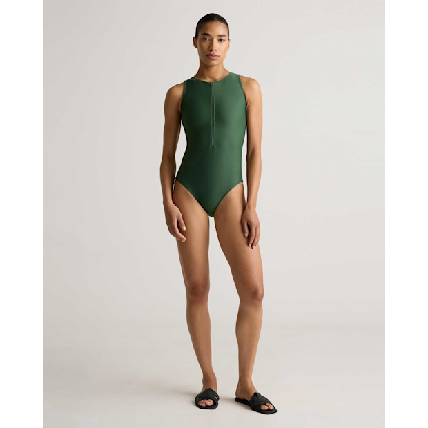 Quince Italian Zip-Front One-Piece Swimsuit.