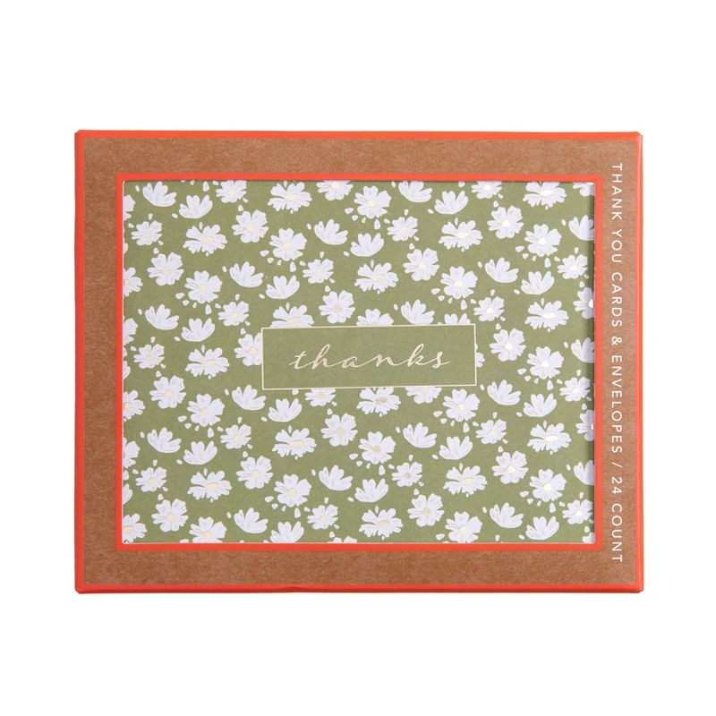 Mara-Mi Thank You Daisy Cards Green (24 Pack).