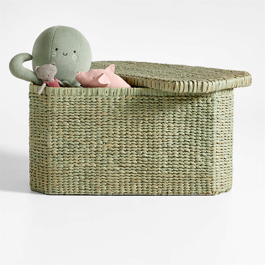 Crate & Kids Rudy Rattan Sage Green Kids Toy Bin by Jake Arnold.