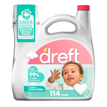 Dreft Stage 2 Active Baby Liquid Laundry Detergent, Hypoallergenic, Helps Remove 99% of Baby Food Stains, 114 Loads, Baby Laundry Detergent, Newborn Essentials