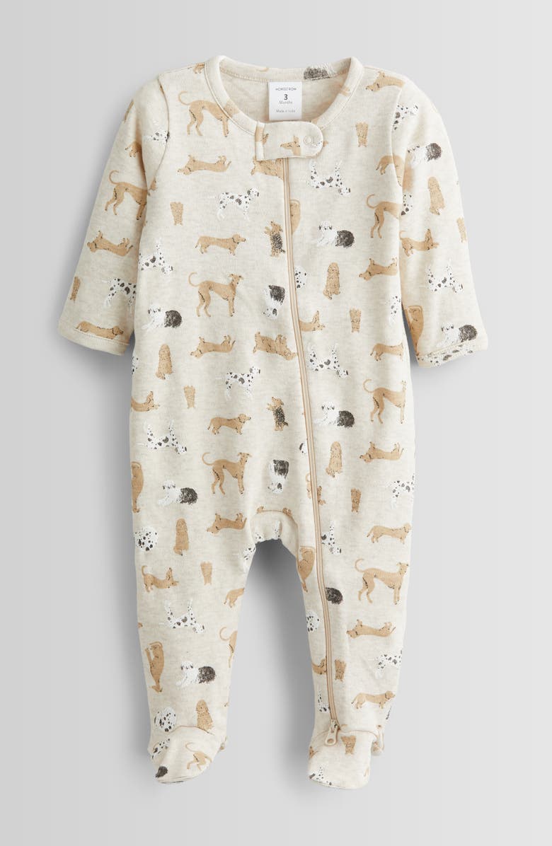 Nordstrom Dog Print Zip Cotton Footie.