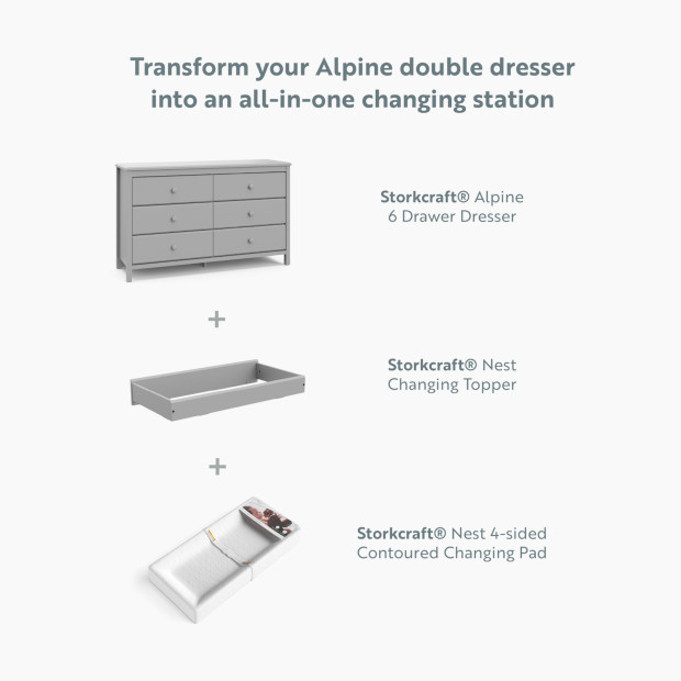 Storkcraft Alpine 6 Drawer Dresser - Pebble Gray.