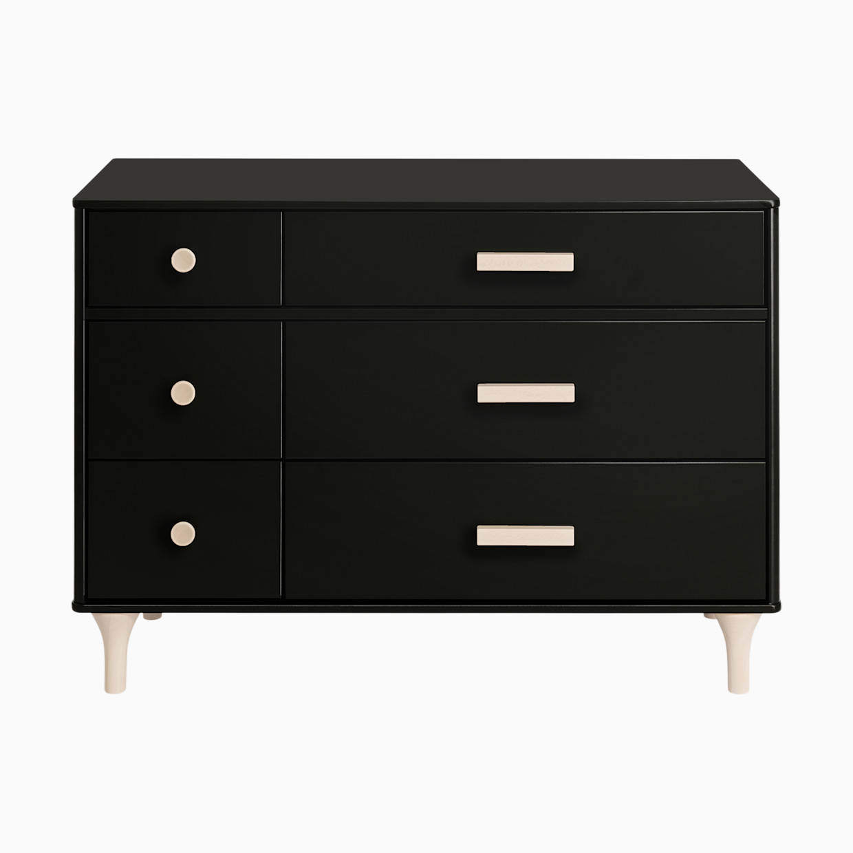 babyletto Lolly 6-Drawer Double Dresser - Black / Washed Natural.