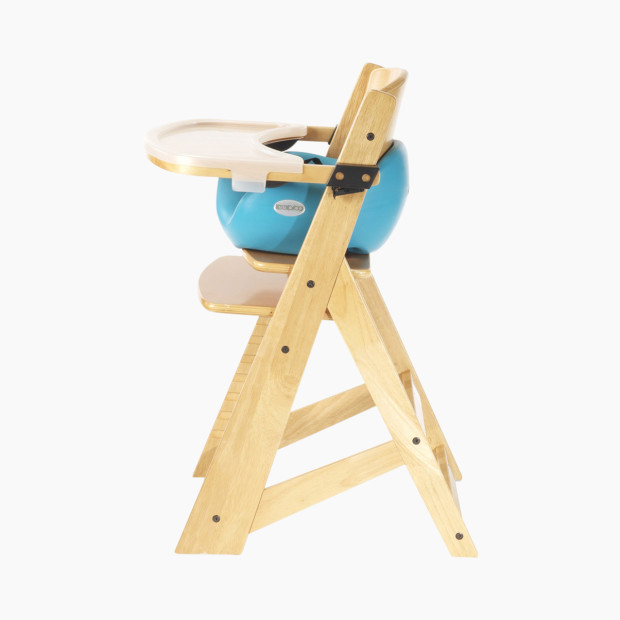 Keekaroo Height Right Highchair with Infant Insert and Tray - Natural/Aqua.