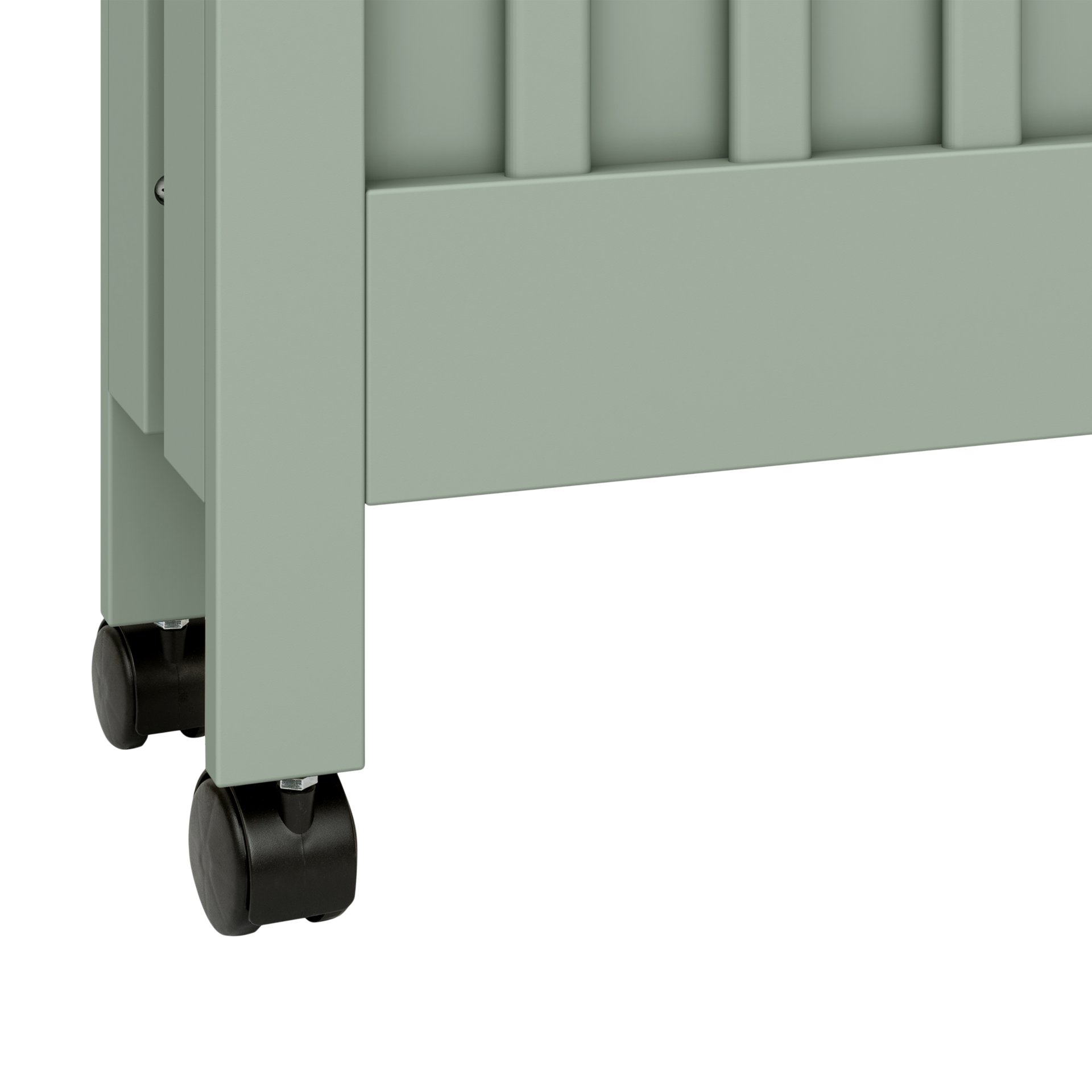 babyletto Maki Portable Folding Crib with Toddler Bed Conversion Kit - Light Sage.