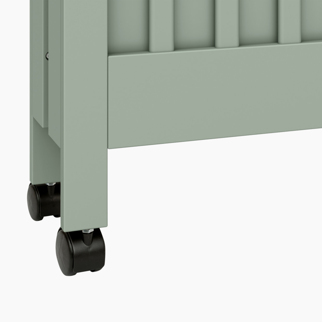babyletto Maki Portable Folding Crib with Toddler Bed Conversion Kit - Light Sage.