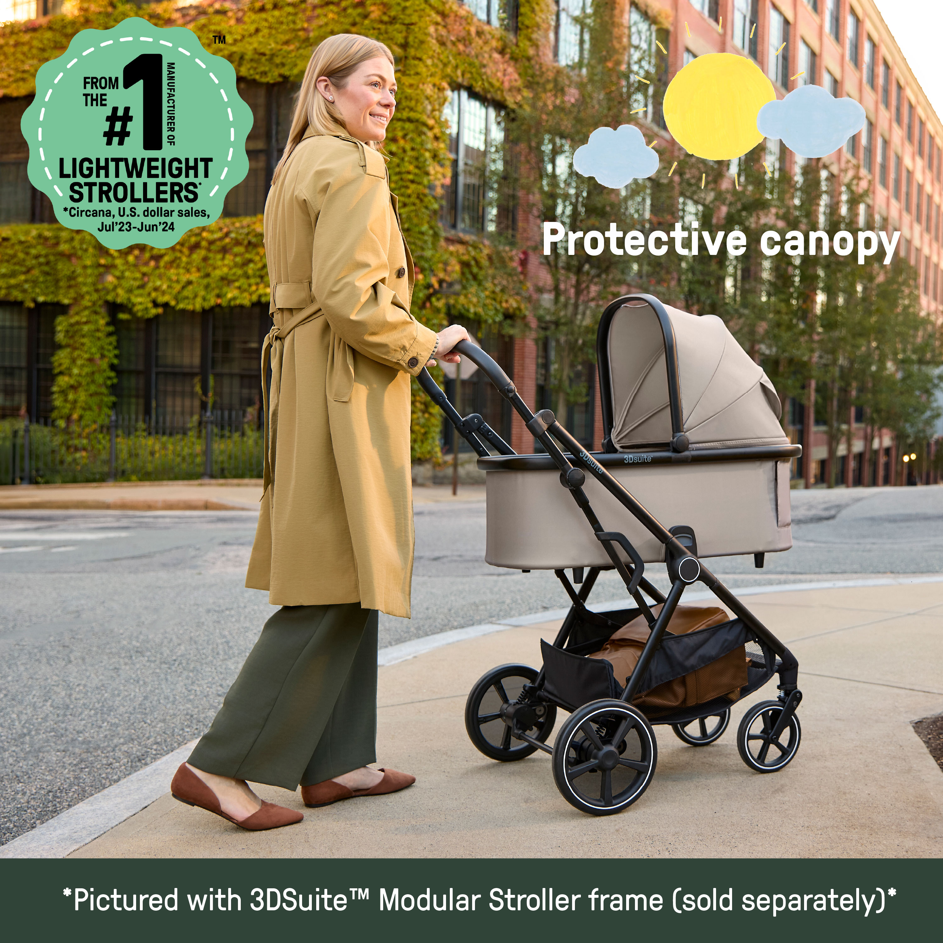 Ingenuity 3DSuite DualDock Carry Cot - Cashew.