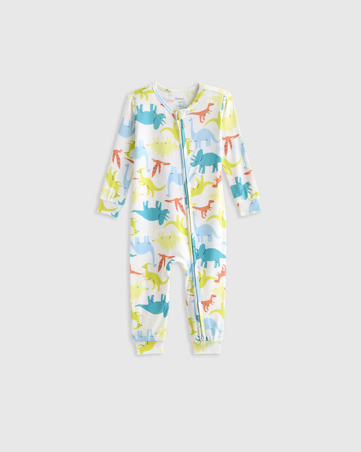 Quince BABY Bamboo One Piece Pajama in Colorful Dinos.