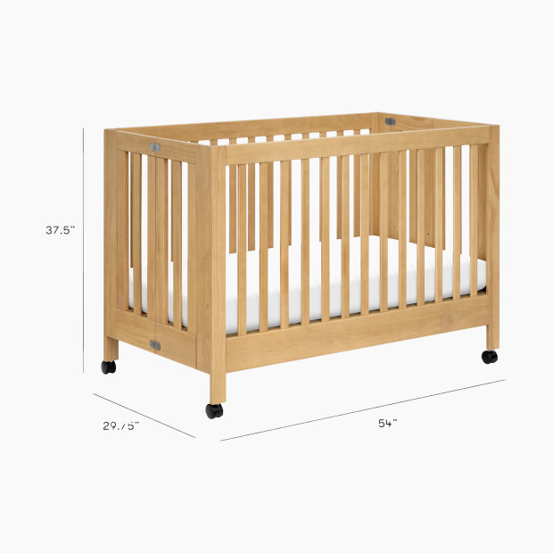 babyletto Maki Portable Folding Crib with Toddler Bed Conversion Kit - Honey.