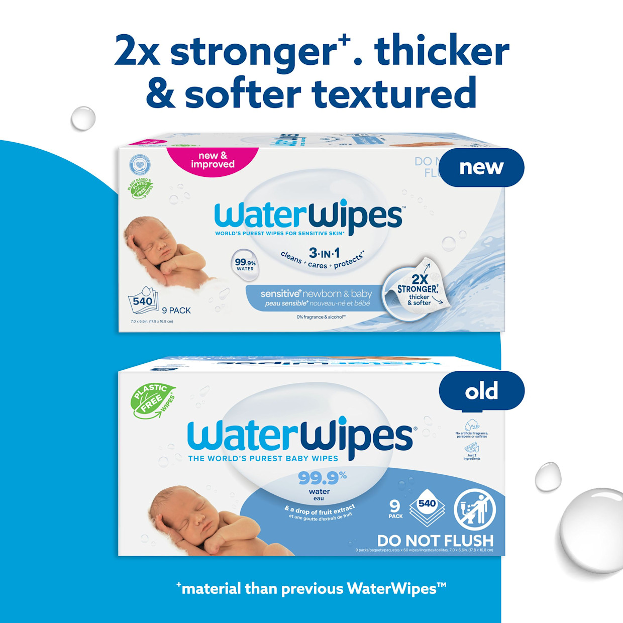 WaterWipes Sensitive+ Newborn & Baby Wipes - Unscented, 540.