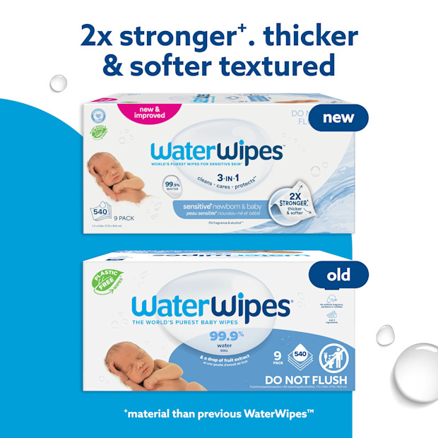 WaterWipes Sensitive+ Newborn & Baby Wipes.