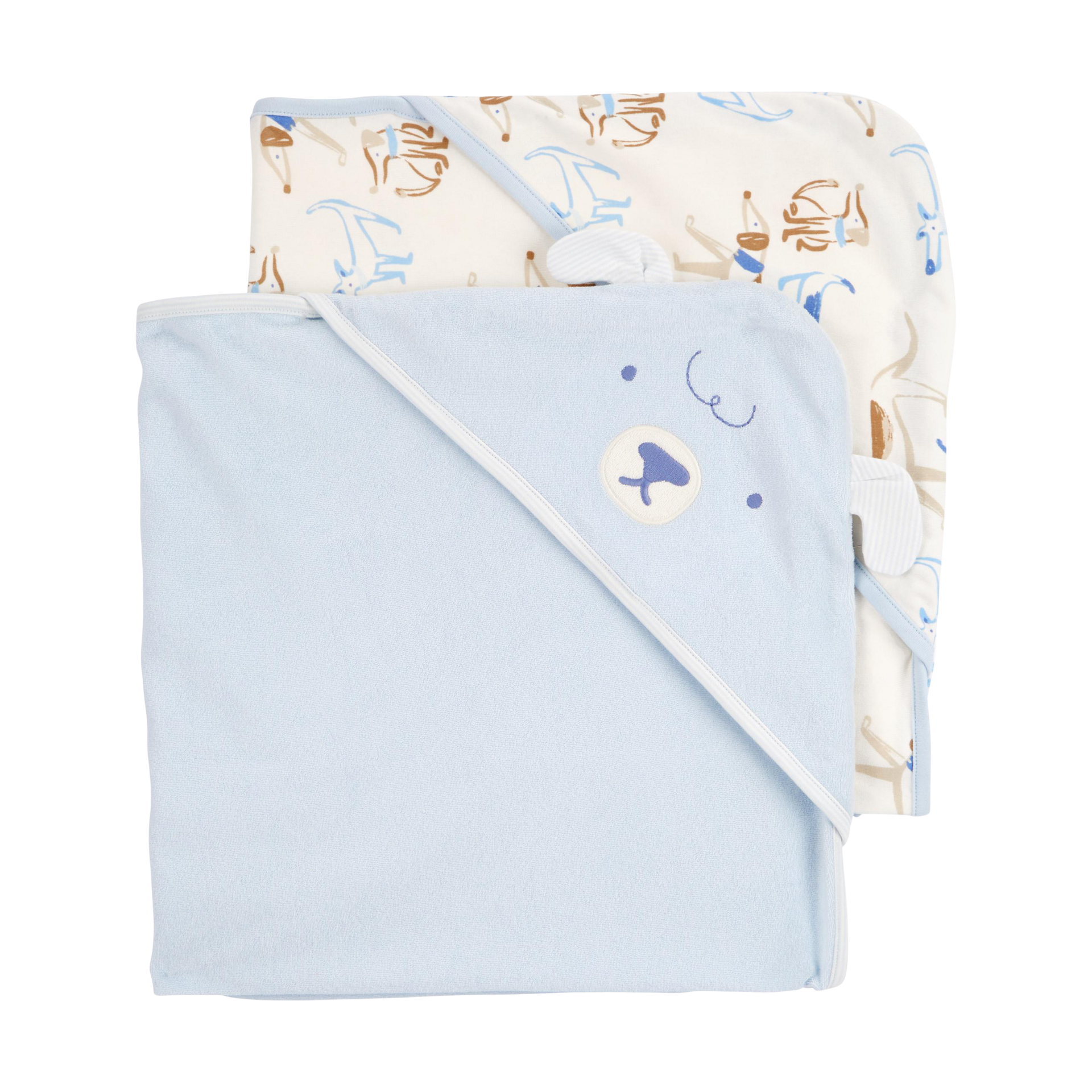 Carter's Hooded Towel (2 Pack) - Blue/Ivory, O/S.