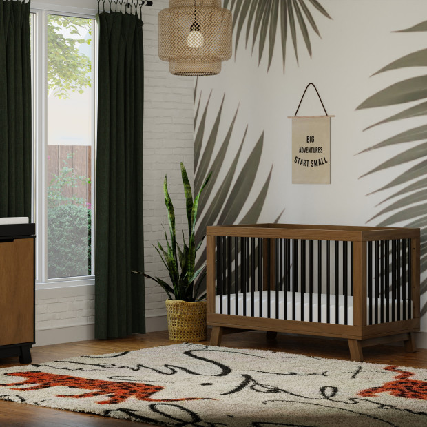 babyletto Hudson 3-in-1 Convertible Crib with Toddler Bed Conversion Kit - Natural Walnut/Black.