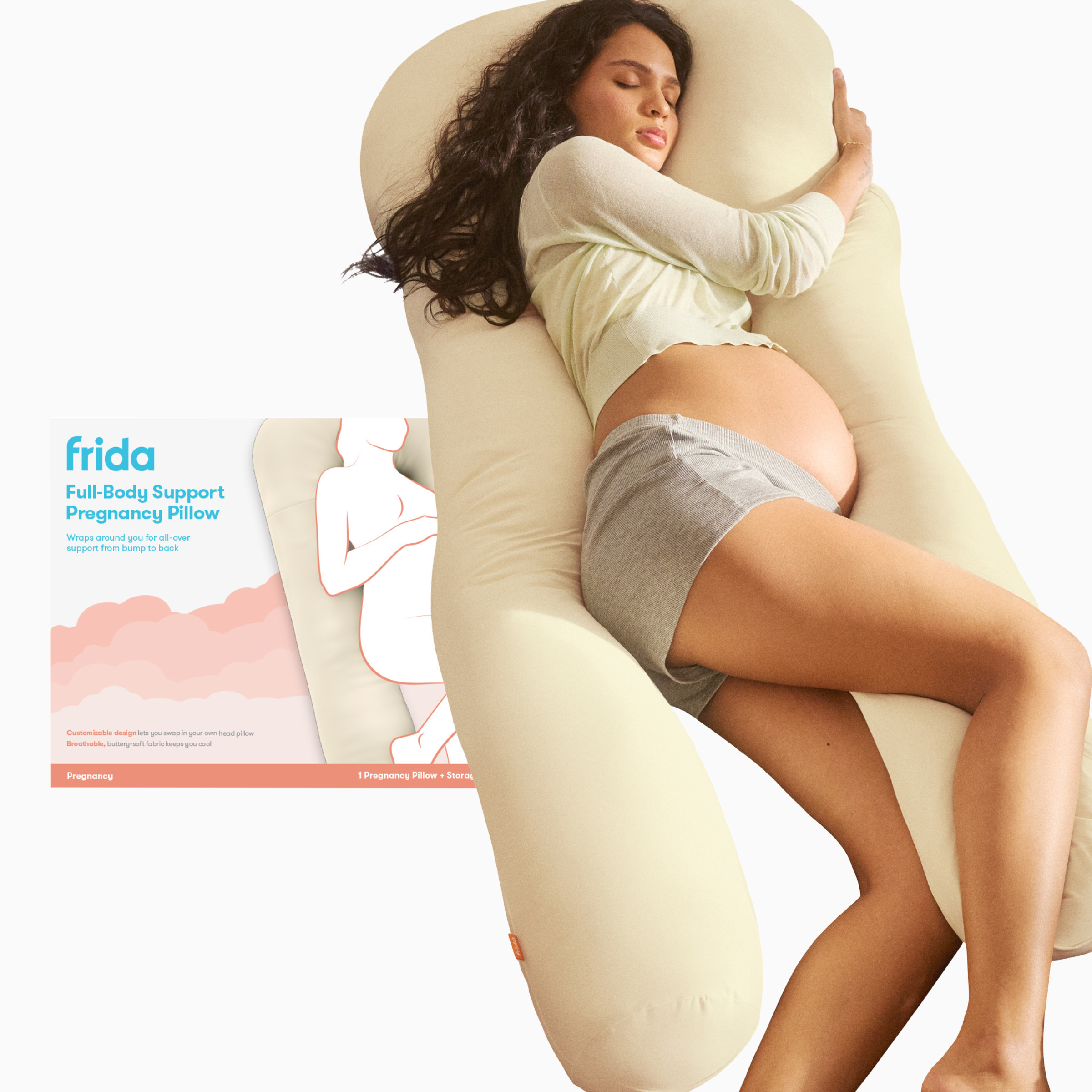 ボディ・フェイスケア BONDS  AirForce  cuddle Frida Mom Full Body Support Pregnancy Pillow - Ivory | Babylist Shop