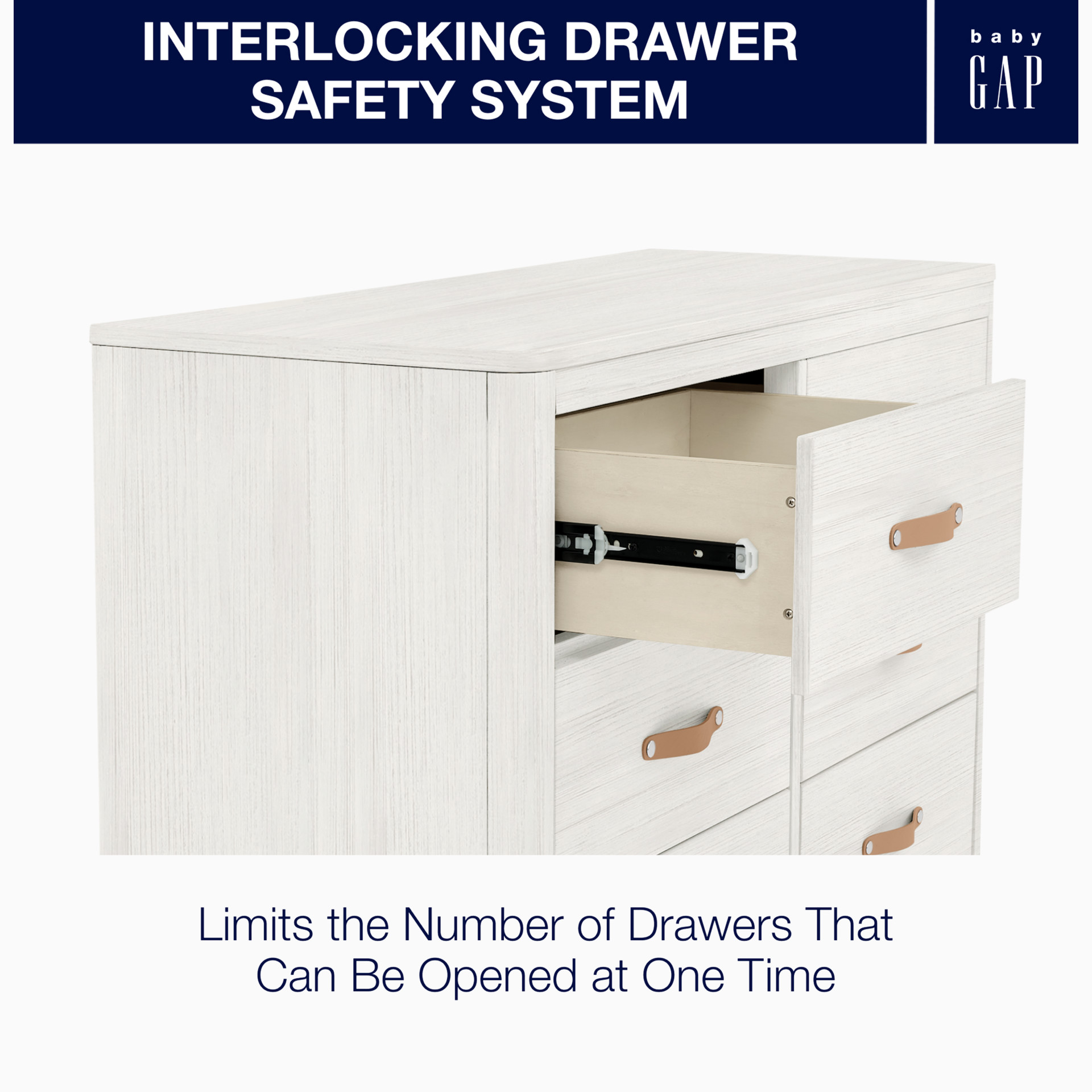 Diagram showing the interlocking drawer safety system.