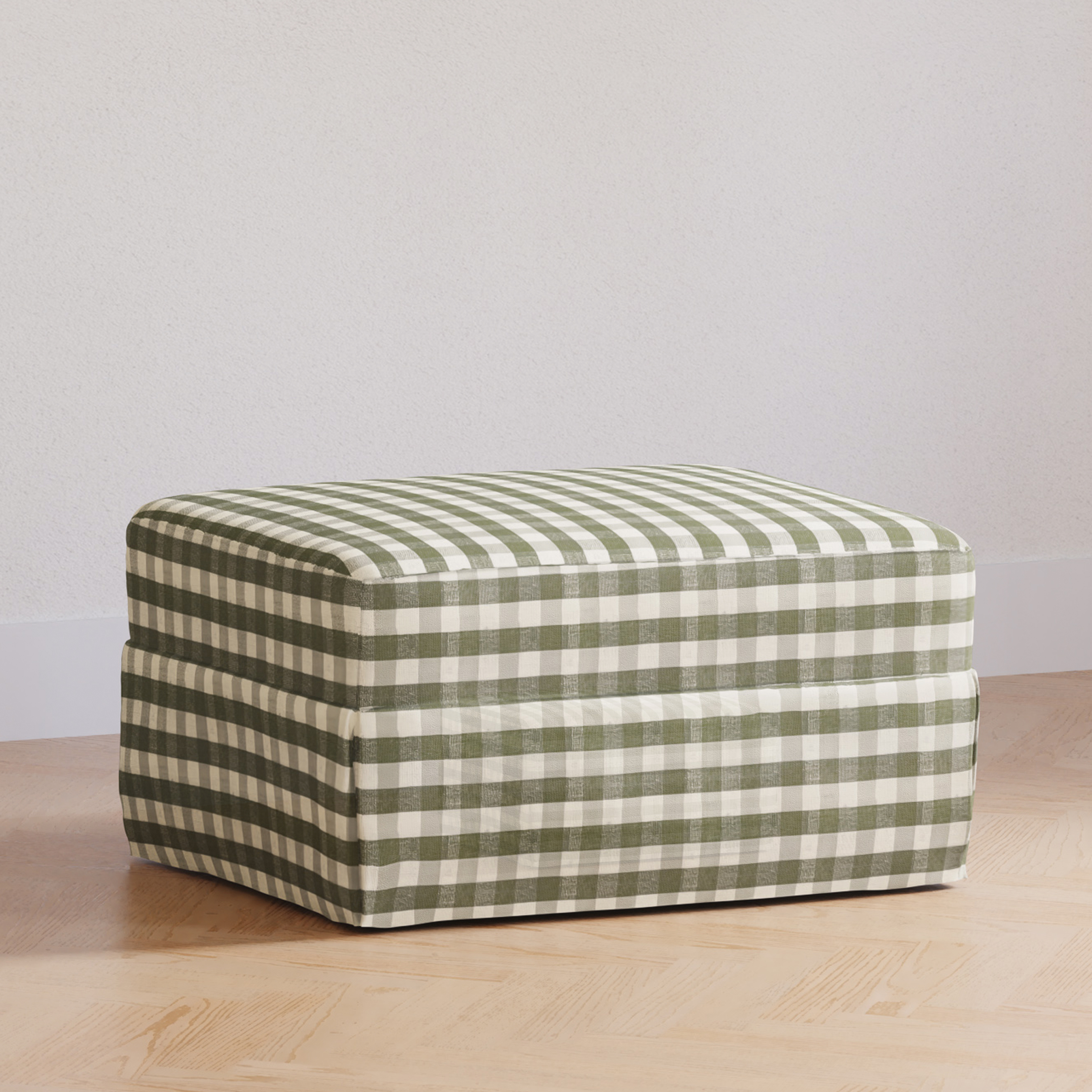 Namesake Crawford Gliding Ottoman - Moss Green Gingham.