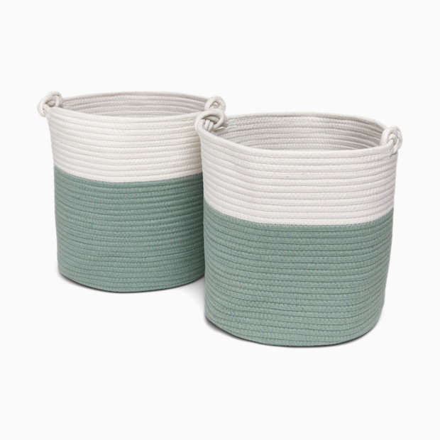 Sprucely Cubby Rope Basket (2 Pack) - Sage, Medium.