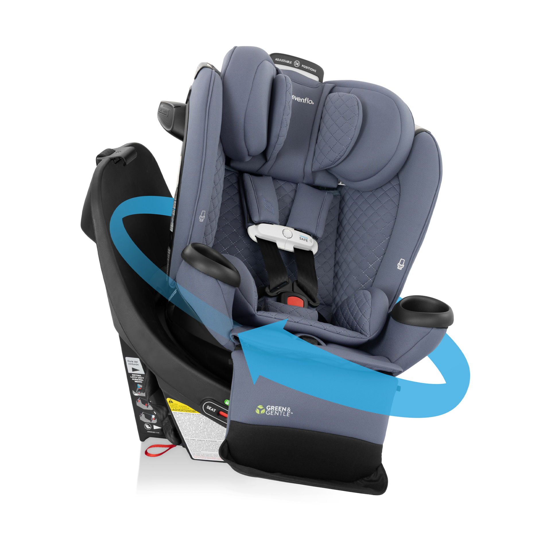 Evenflo Revolve360 Extend All-in-One Rotating Car Seat with Green & Gentle Fabric - Evenflo® Official Site – Evenflo® Company, Inc