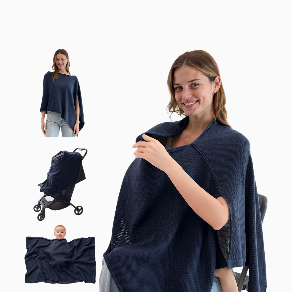 Momcozy Ultra-Light Nursing Cover - Dark Blue.
