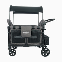 WONDERFOLD W4 Elite Stroller Wagon (4 Seater) - Collapsible Wagon Stroller with Seats with 5-Point Harnesses, Adjustable Push Handle, and Removable UV Sun Canopy, Charcoal Gray