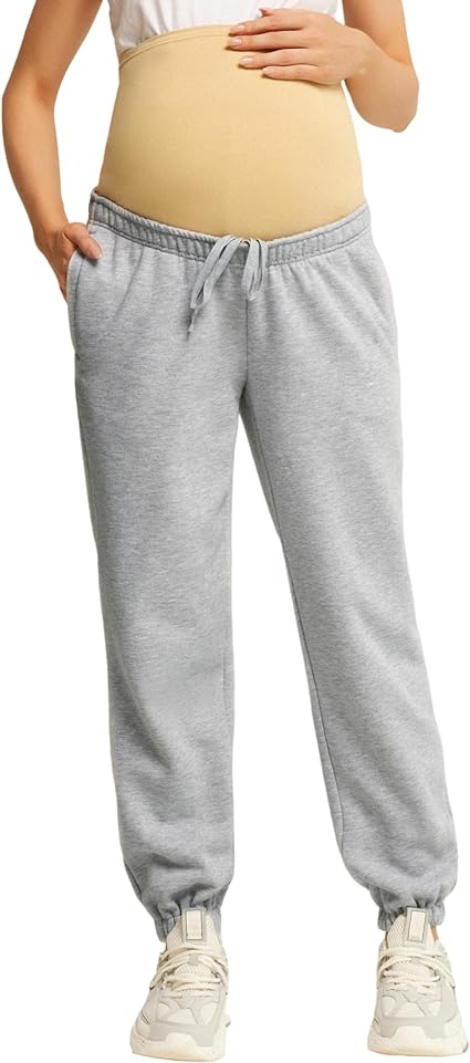 Maacie Maternity  Sweatpants Fleece Lined Pants Pregnancy Casual Loose Comfy Joggers with Pockets.