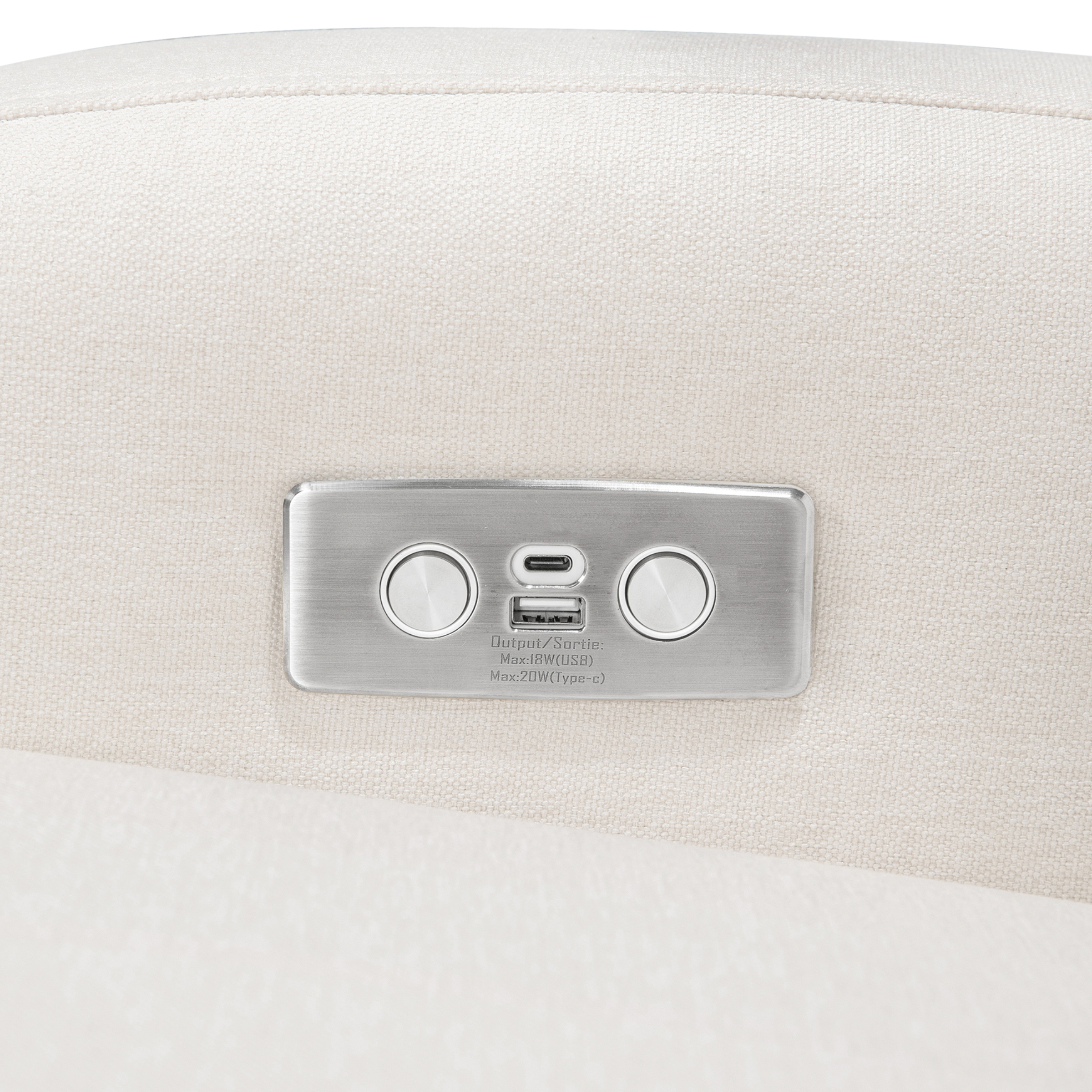 babyletto Nami Electronic Recliner and Swivel Glider - Performance Cream Eco-Weave With Light Wood Base.