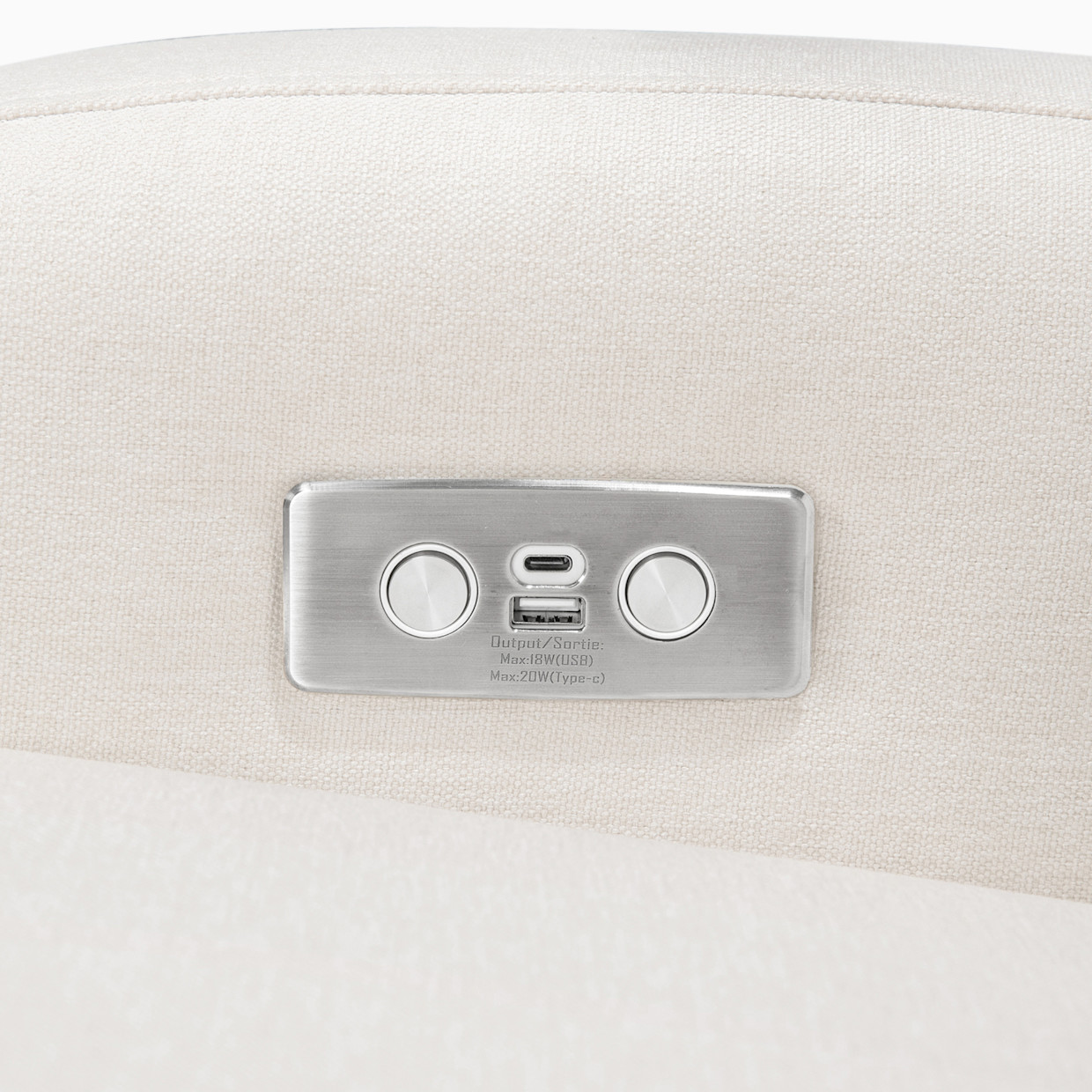 babyletto Nami Electronic Recliner and Swivel Glider - Performance Cream Eco-Weave With Light Wood Base.