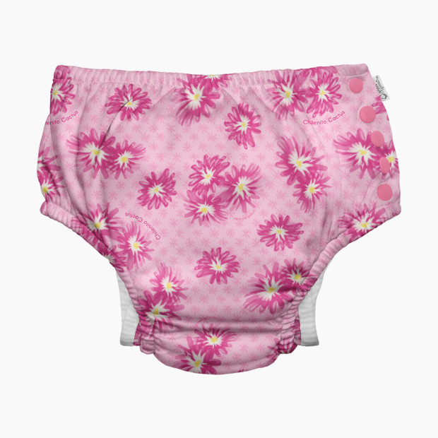 GREEN SPROUTS Eco Snap Swim Diaper - Pink Chilenito Cactus Flower, 6 Months.