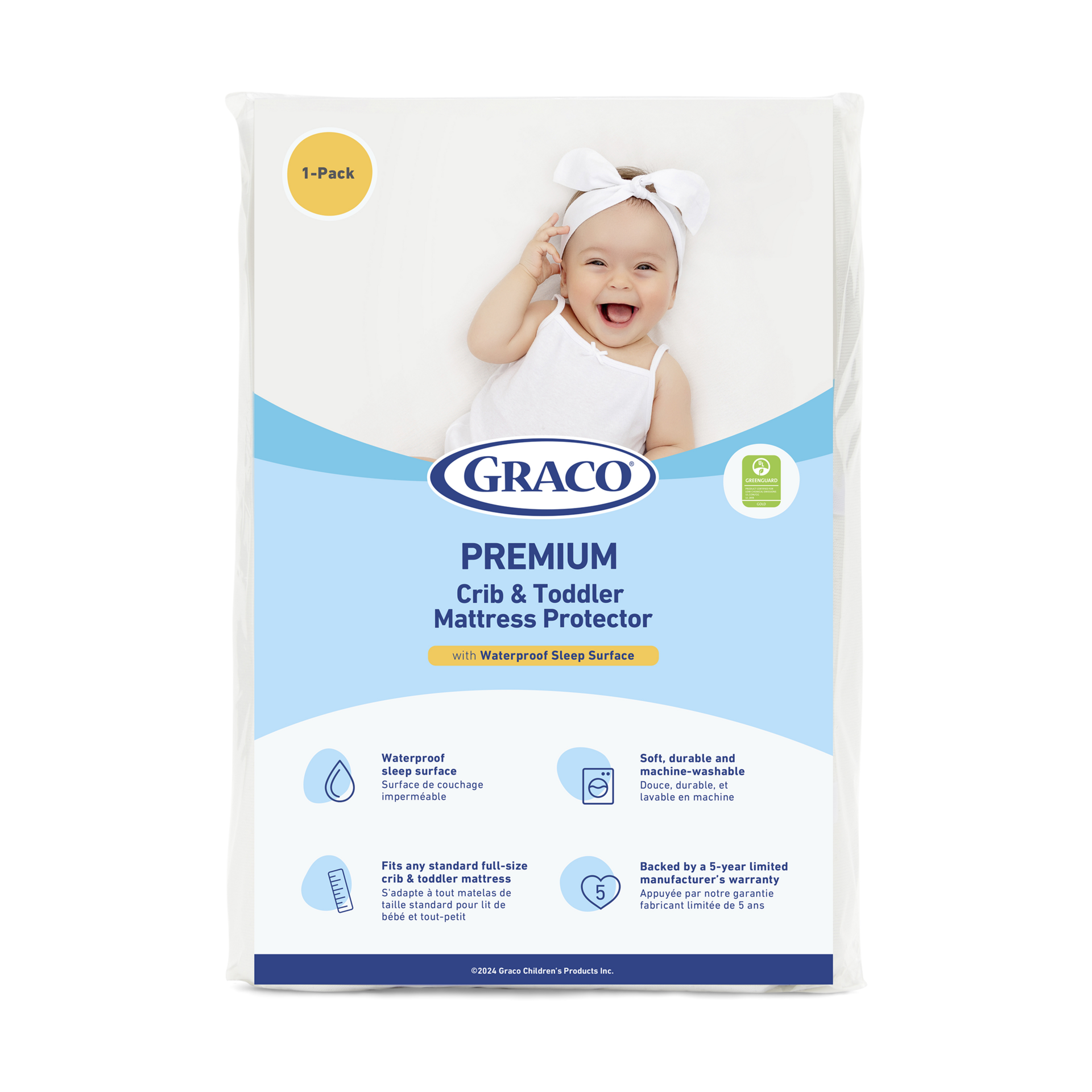 Graco Premium Waterproof Crib & Toddler Mattress Protector.