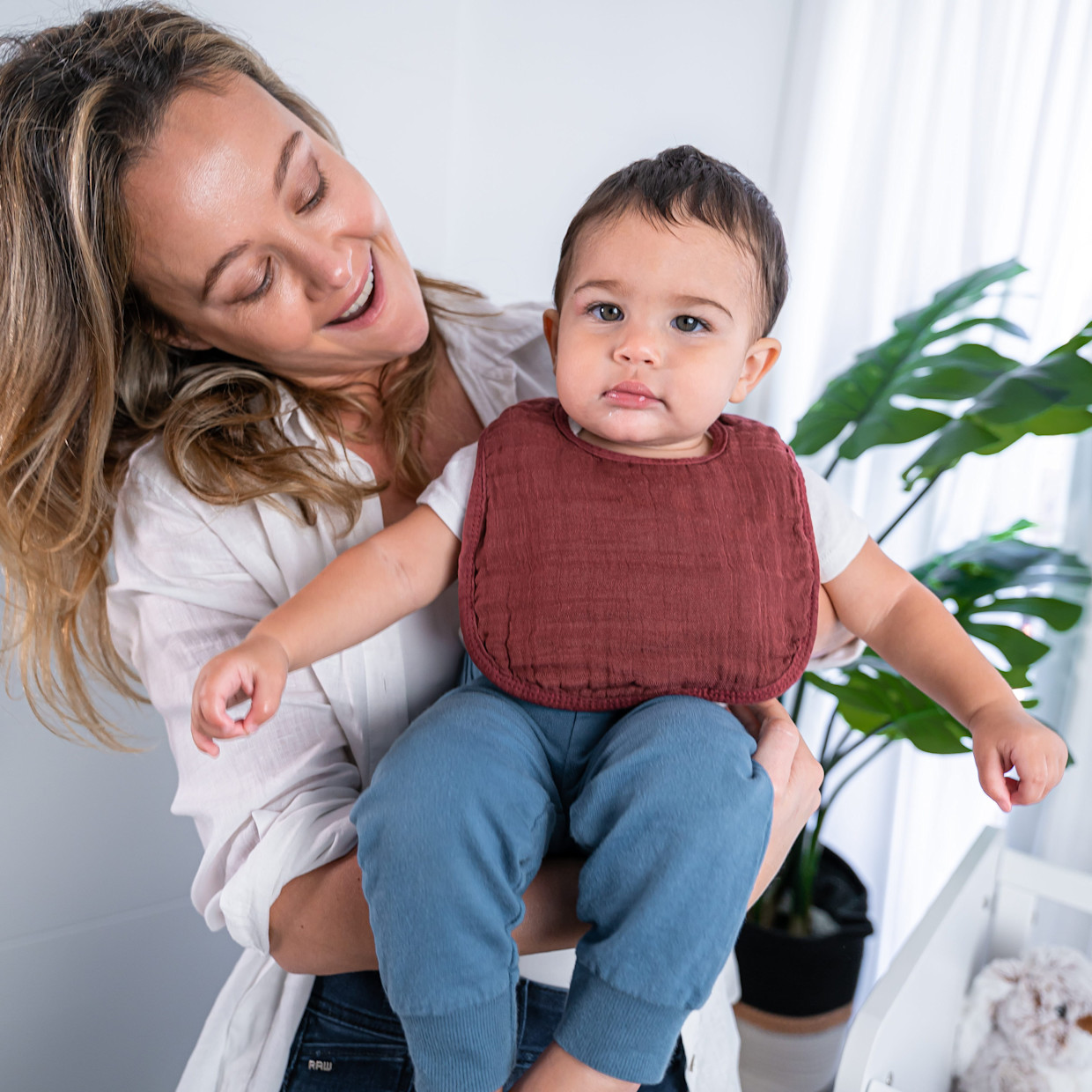 Comfy Cubs Muslin Bibs with Adjustable Snaps (4 Pack) - Wine, 4.