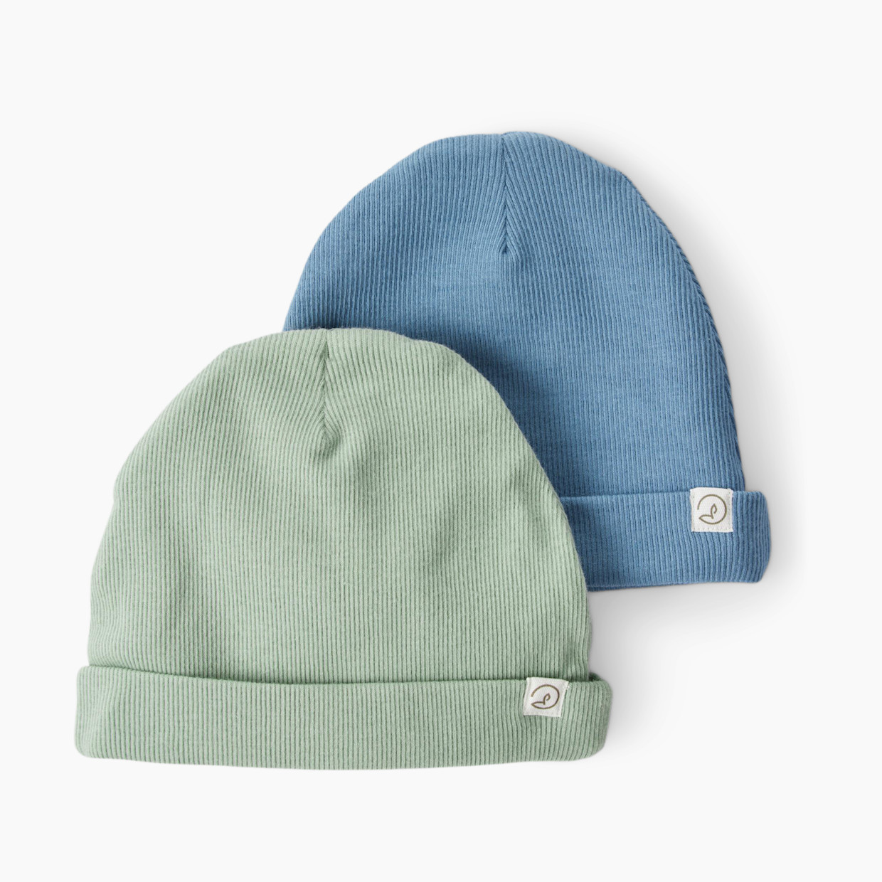Carter's Little Planet 2-Pack Organic Cotton Rib Caps - Green, 0-3 M.