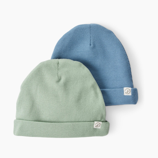 Carter's Little Planet 2-Pack Organic Cotton Rib Caps - Green, 0-3 M.