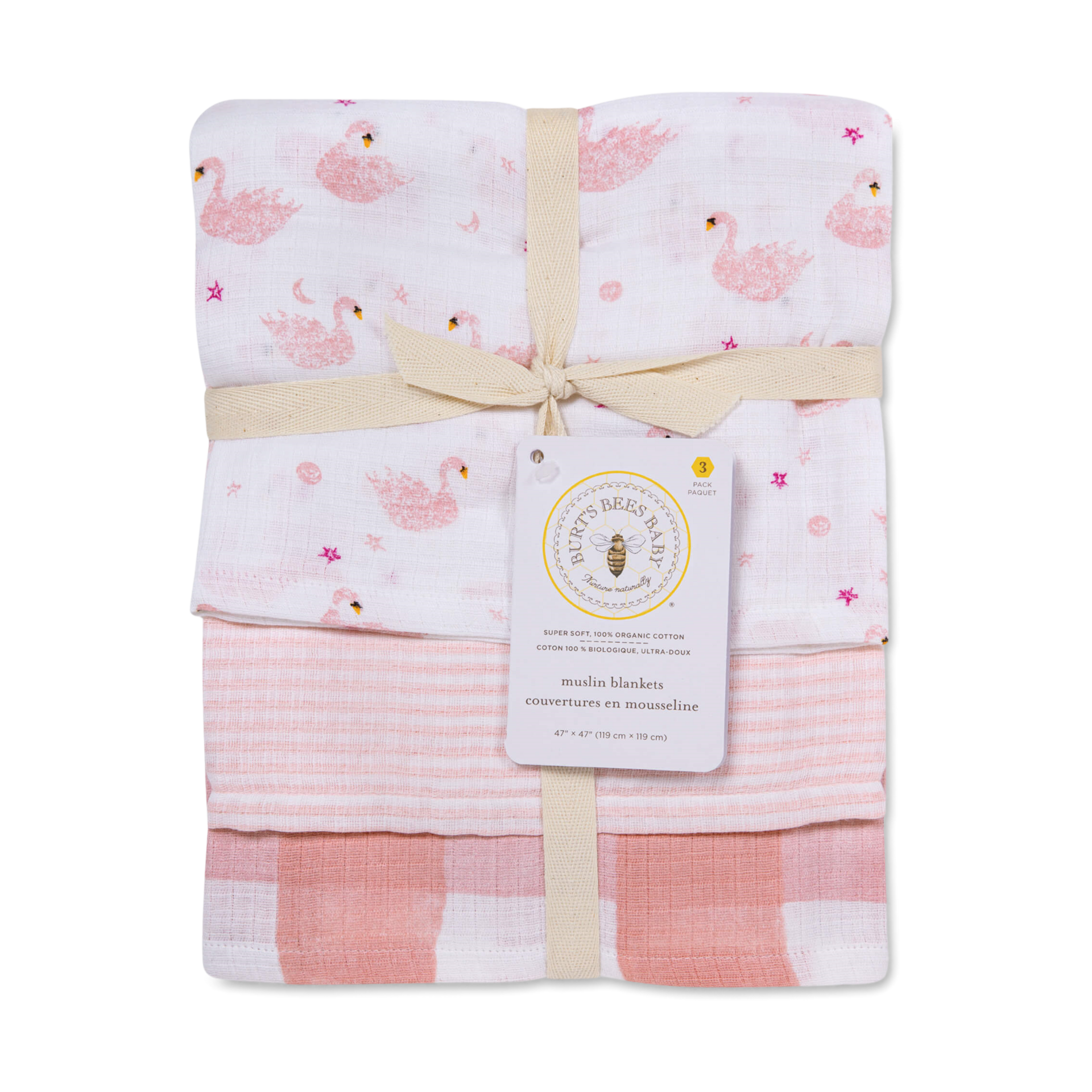 Burt's Bees Baby Organic Cotton Muslin Swaddle Blankets (3 Pack