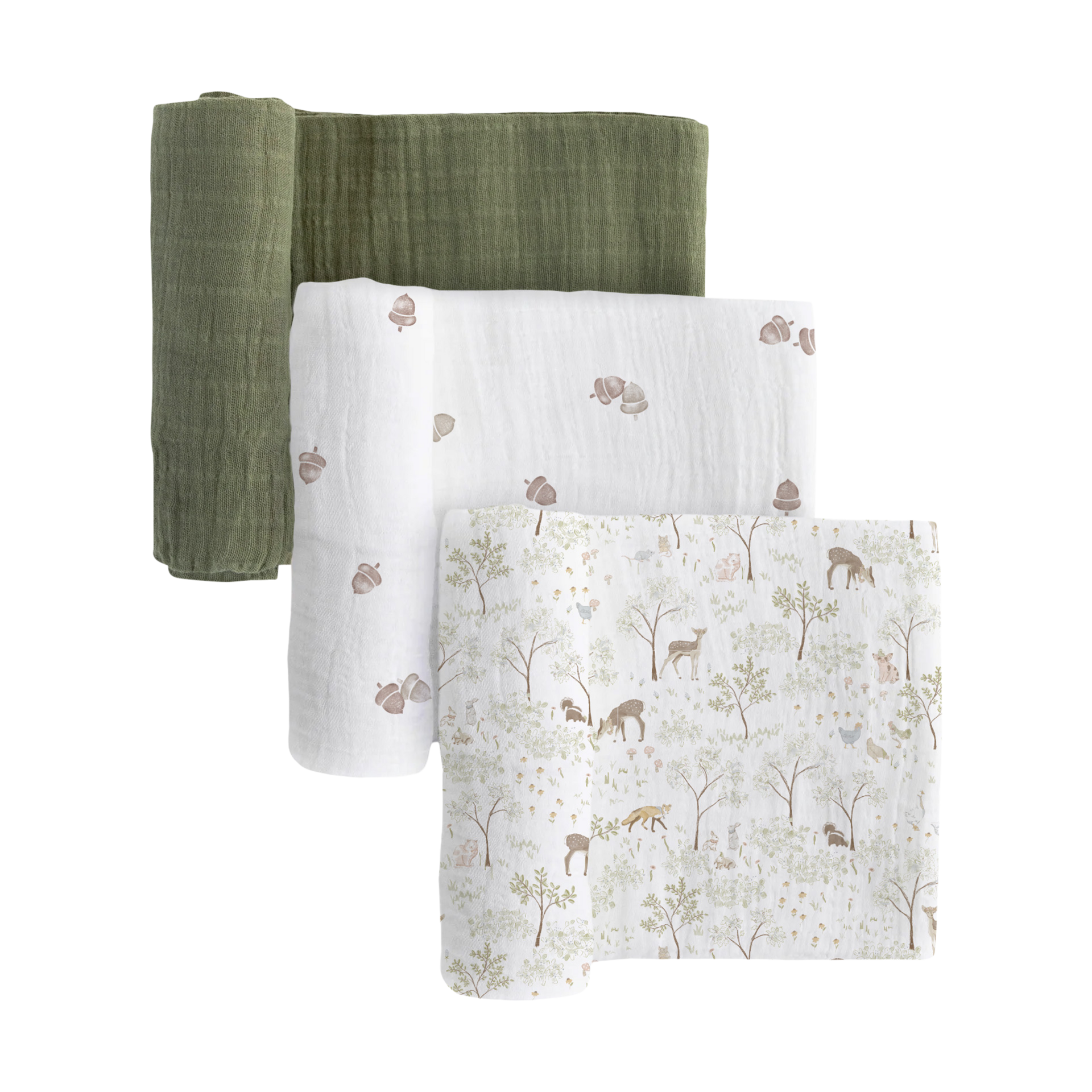 Little Unicorn Cotton Muslin Swaddle 3 Pack - Woodland Friends.