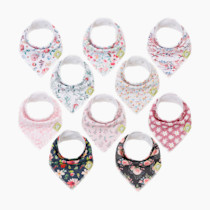 10-Pack Organic Baby Bandana Bibs for Girls - Super Absorbent Triangle Baby Bibs for Drooling and Teething Infant, 100% Cotton Extra Soft for Newborn, Infant 0-36 Months (Tea Party)