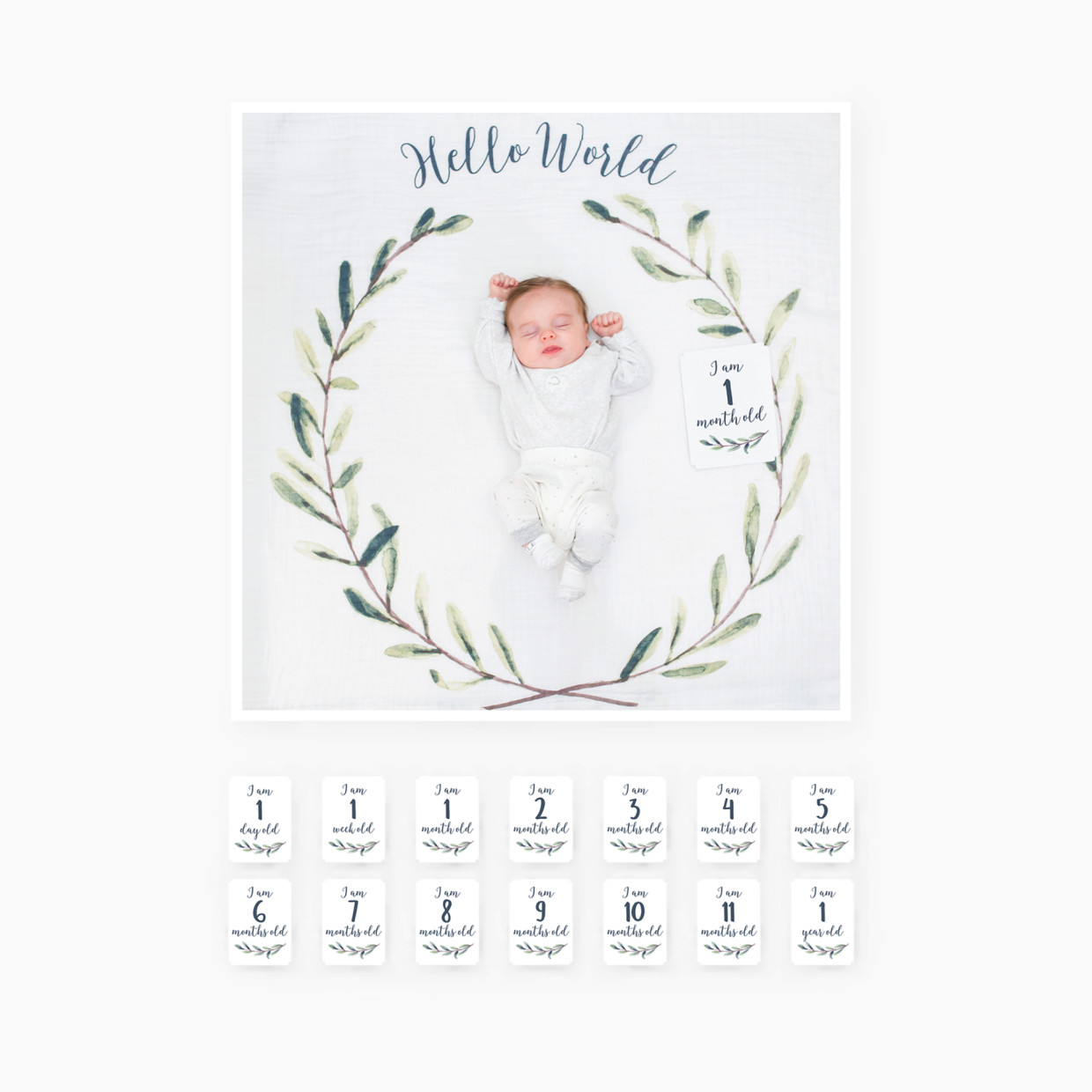 Lulujo Blanket and Milestone Cards - Hello World.