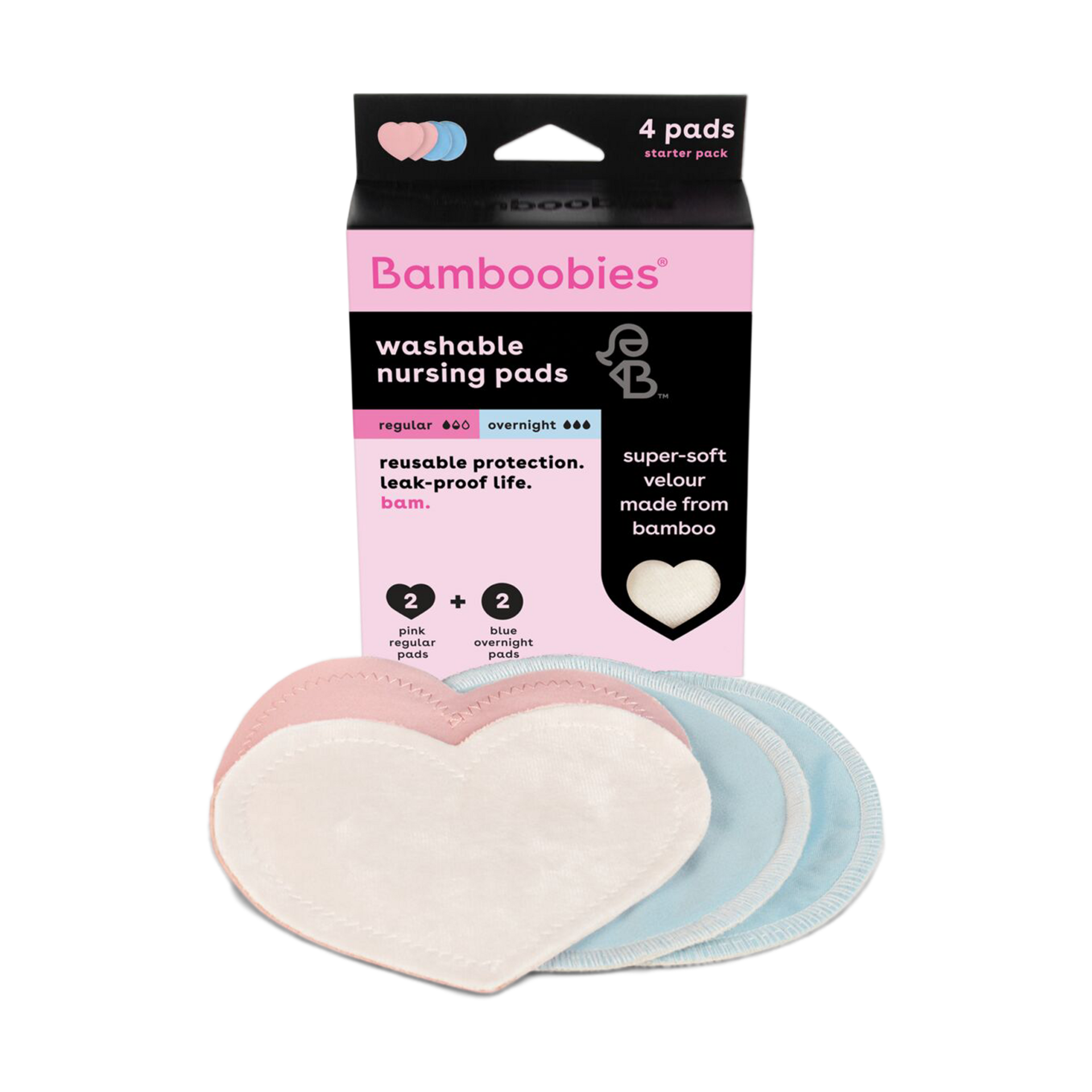 Bamboobies Washable Nursing Pads Multi-Pack (2 Pair).