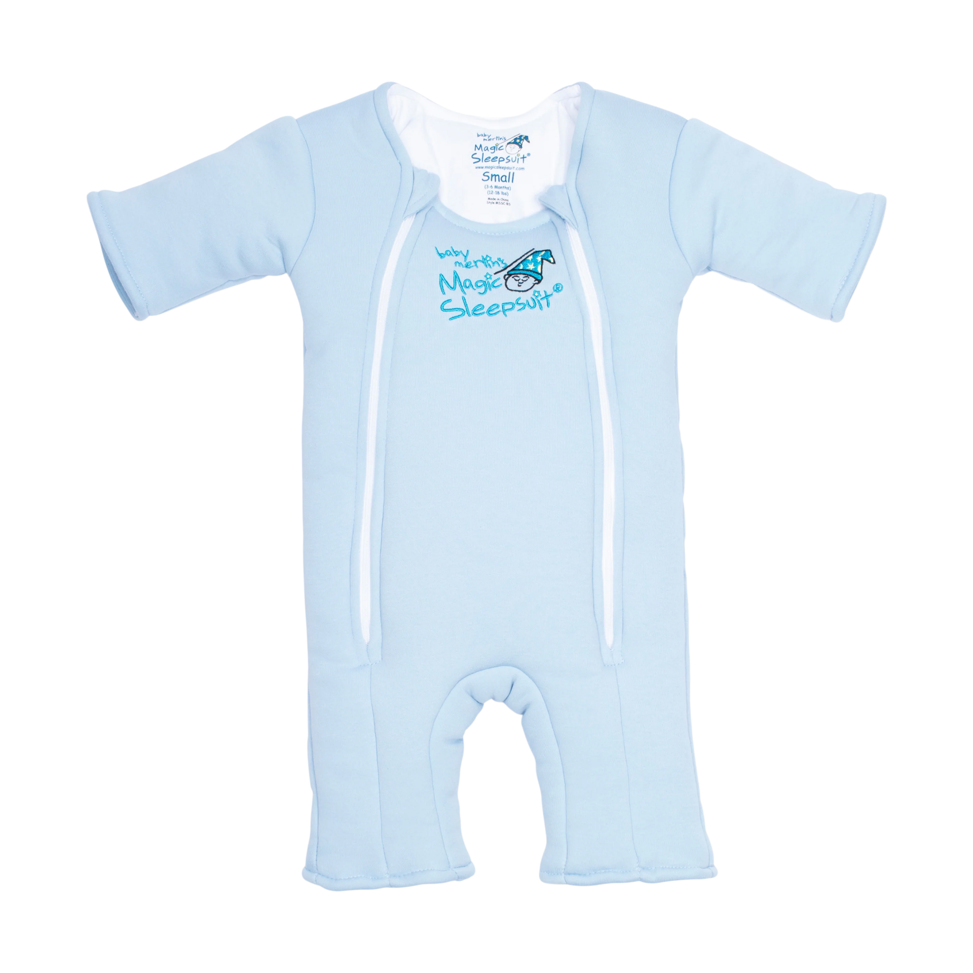 Magic Sleepsuit Baby Merlin's Cotton Baby Swaddle Transition Product - Soft and Cozy Design, Double Zipper for Easy Diaper Changes, Promotes Safe Sleep, 3-6 Months - Blue - Small 12-18lbs