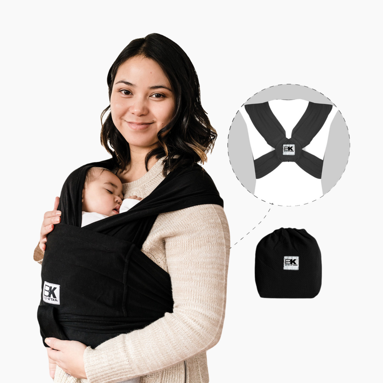 Baby K'tan Original Baby Wrap Carrier - Black, Small.