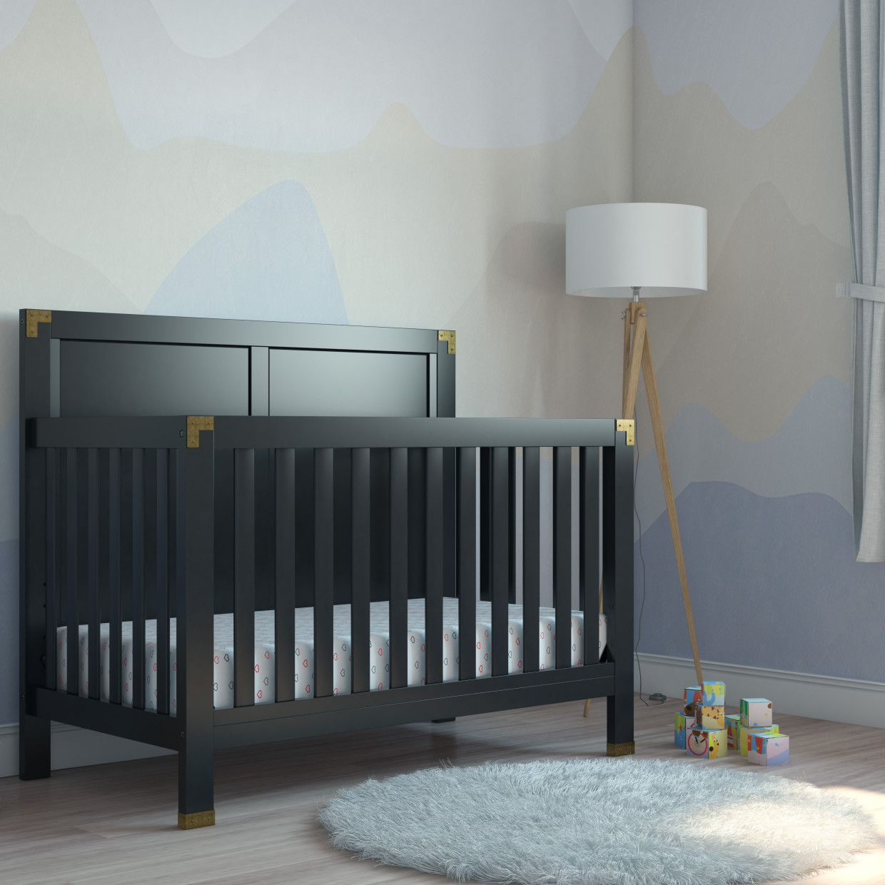 Baby Relax Miles 5-in-1 Convertible Crib - Black.