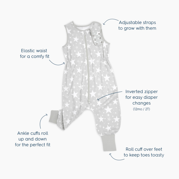 Halo Toddler SleepSack Cotton Transition Swaddle - Grey In The Stars, 12-24 Months.