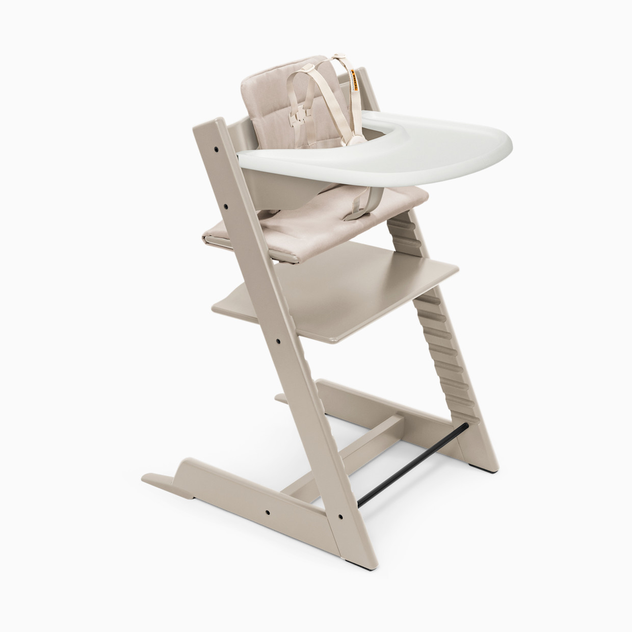 Stokke Tripp Trapp High Chair Complete² - Cashmere Mist/Beige Cushion/White Tray.