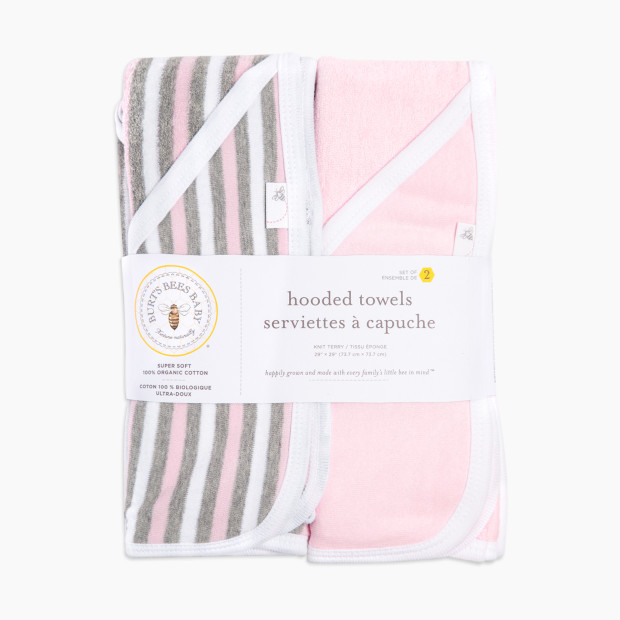 Burt's Bees Baby Organic Single-Ply Hooded Towel (2 Pack) - Blossom.