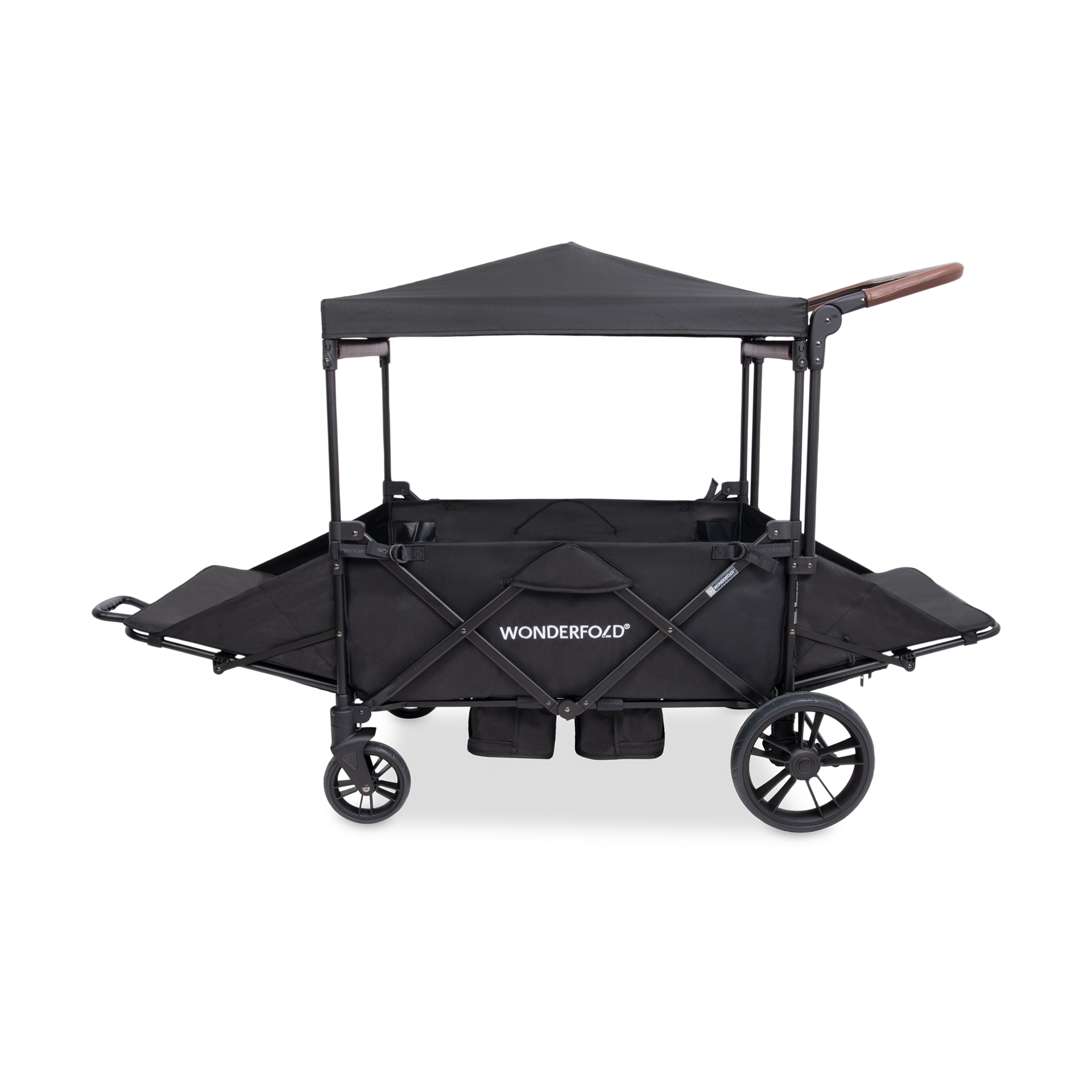 WonderFold Wagon Push & Pull Quad Stroller Wagon - Black.