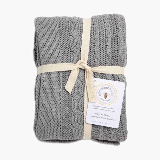 Burt's Bees Baby Organic Cotton Cable Knit Blanket - Heather Grey.