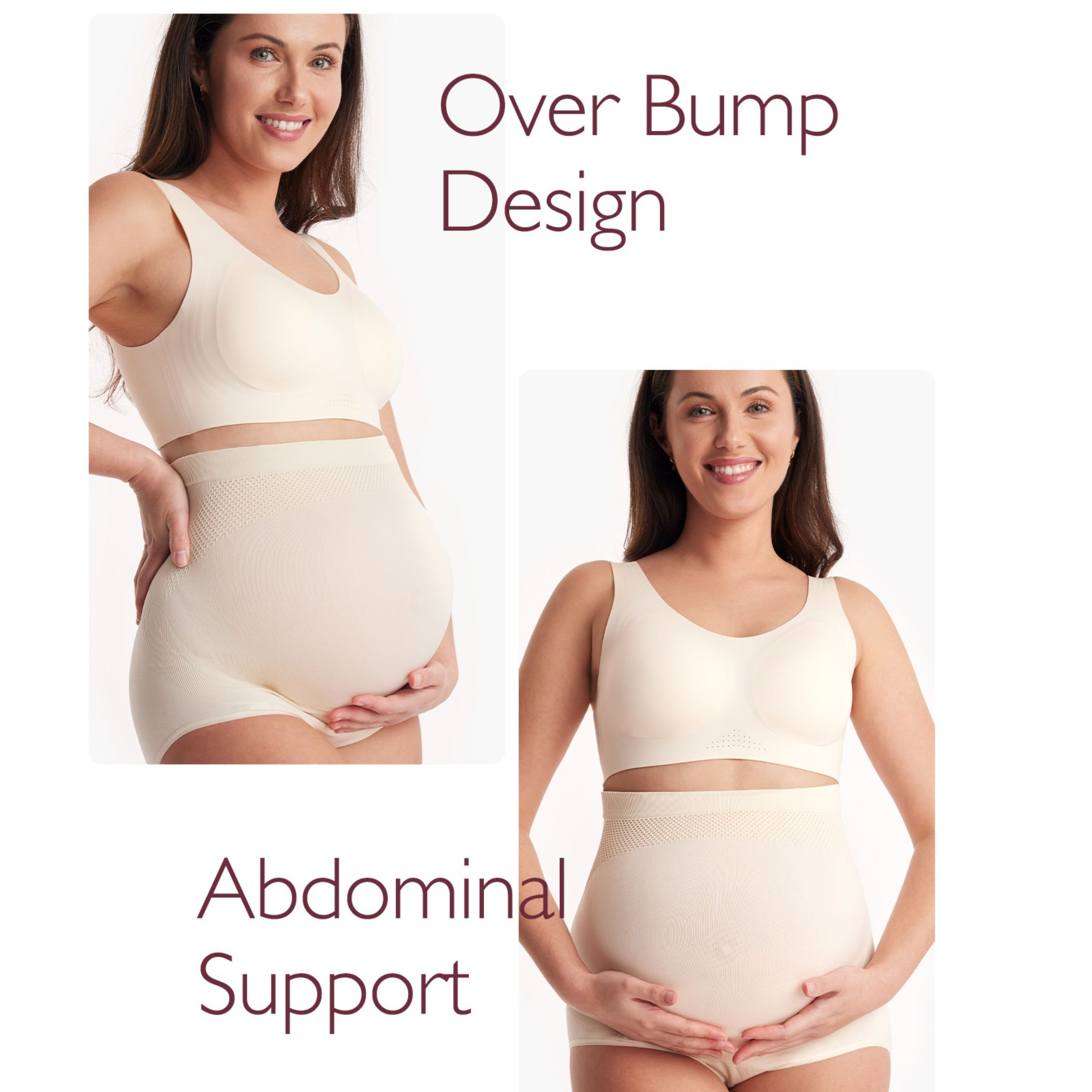 Momcozy High-Waisted Pregnancy Seamless Soft Belly Support Panties (3 Pack) - M.