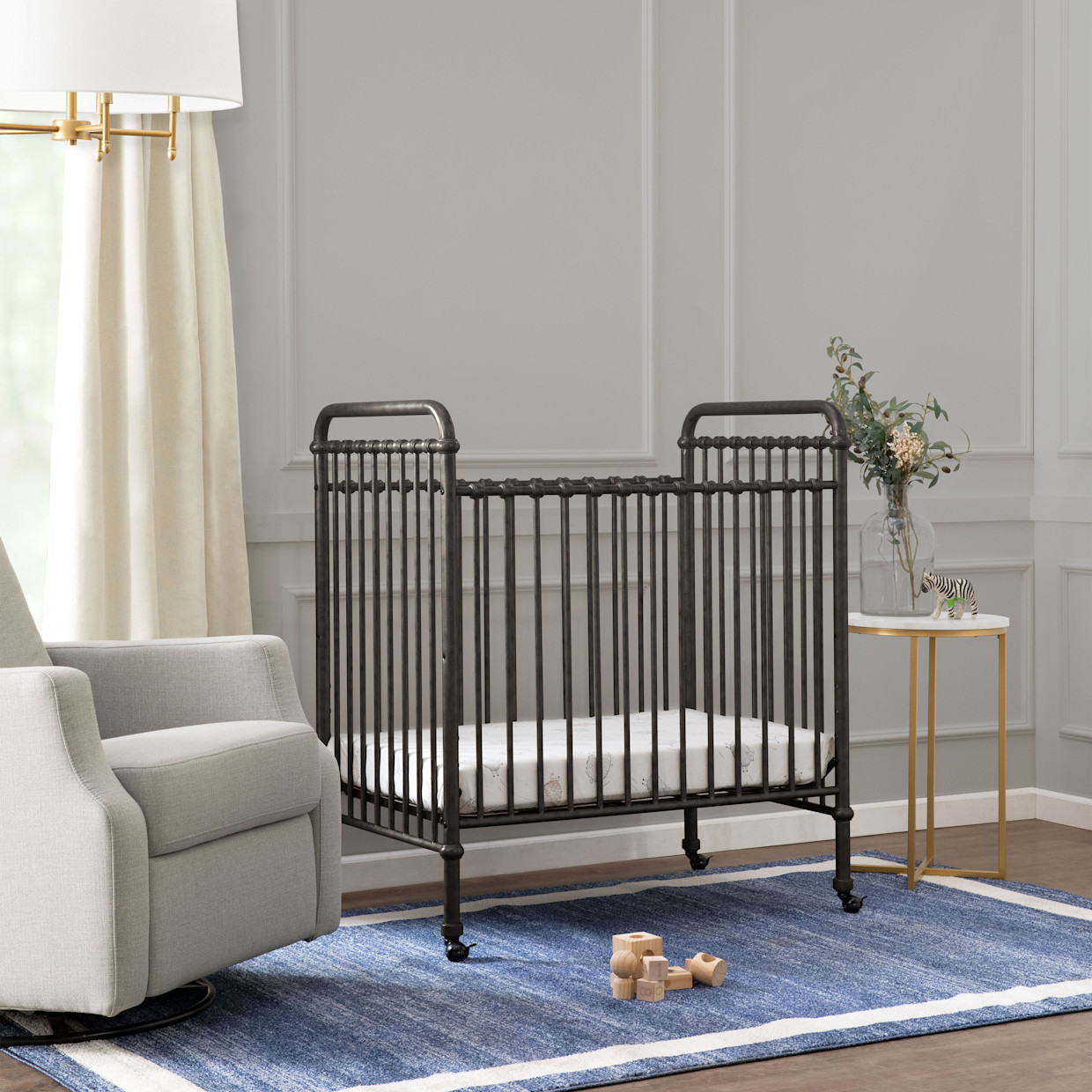 Namesake Abigail 3-in-1 Convertible Mini Crib - Vintage Iron.