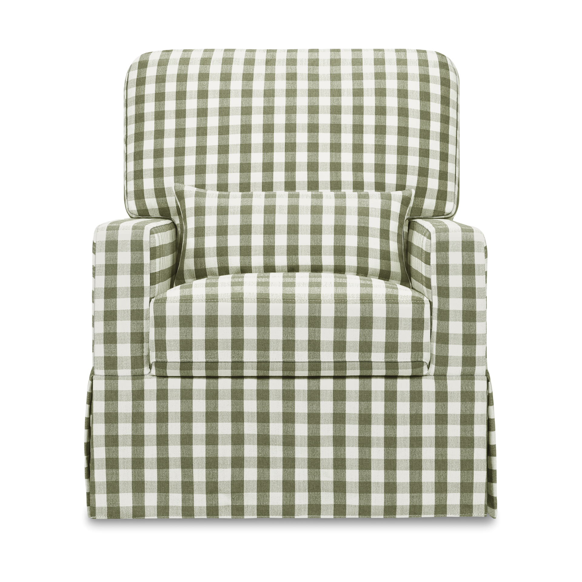 Namesake Crawford Pillowback Comfort Swivel Glider - Moss Green Gingham.