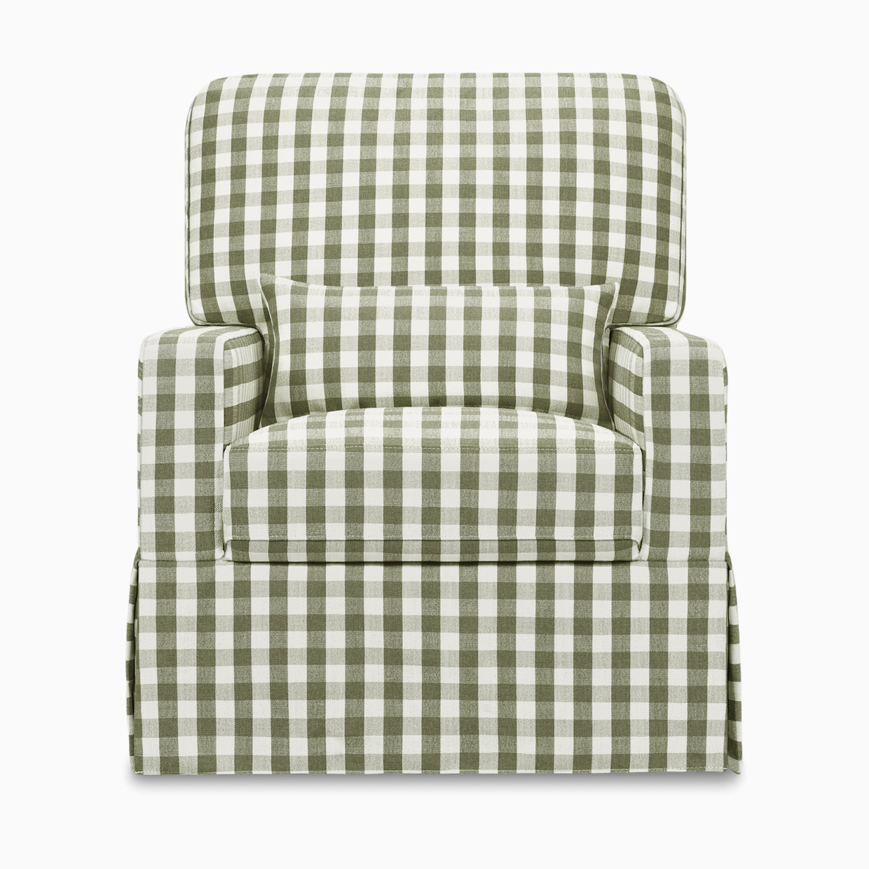 Namesake Crawford Pillowback Comfort Swivel Glider - Moss Green Gingham.